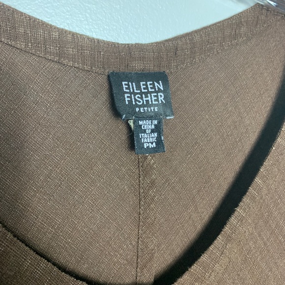 Eileen Fisher | Brown linen blend dress Sz PM - Picture 2 of 5